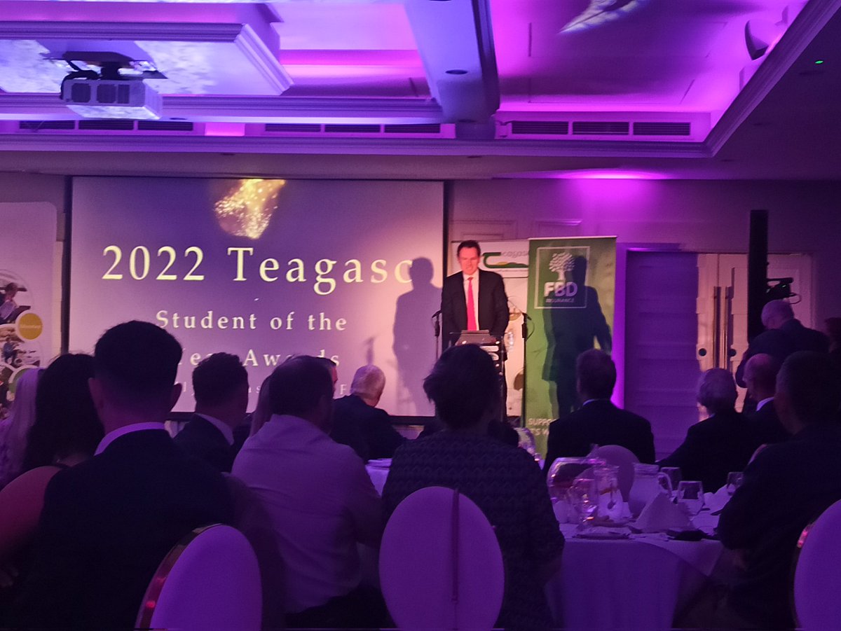 stotesbl's tweet photo. Minister for agriculture Charlie McConalogue takes the stage @teagasc  student of the year. https://t.co/wZA5h2iPTK