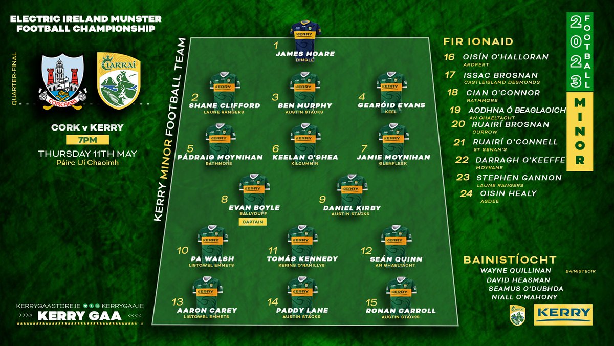 Kerry GAA on Twitter "Team Announcement Kerry vs Cork Electric