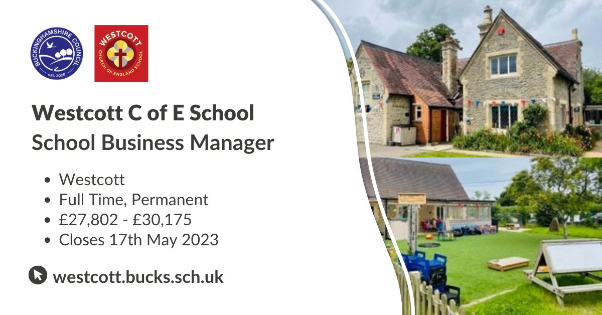 Westcott CE School seek a School Business Manager to join their school. You will be managing the provision of administrative / financial / health & safety and premises functions within the school. More here: crowd.in/T0izuo

#SchoolBusinessManager #Support #SchoolOffice