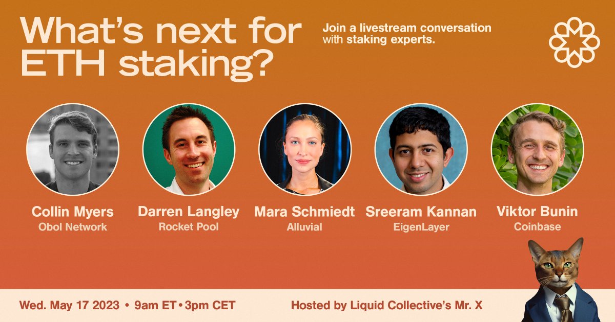 What’s next for ETH staking? Join a livestream conversation. Wed May 17 9am ET • 3pm CET