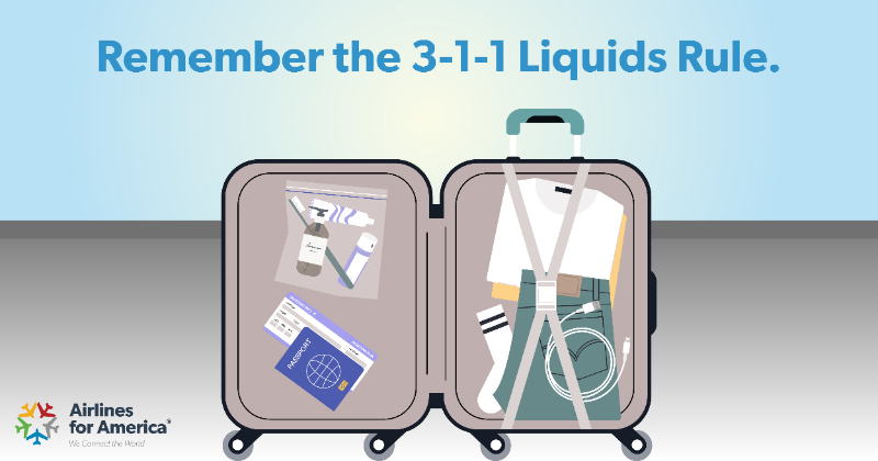 What is the 3-1-1 liquids rule?