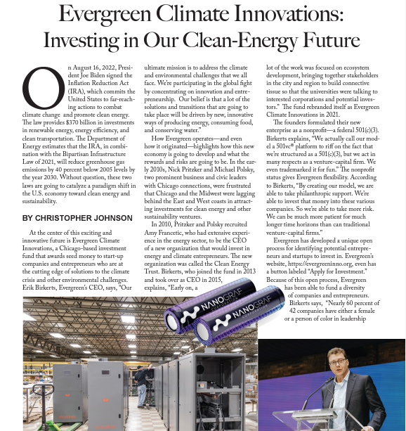 Over the weekend, Evergreen was profiled in the New York Times insert Chicago Life. Check it out to hear from CEO Erik Birkerts about our work and impact:

clnenergy.org/44N8D6w