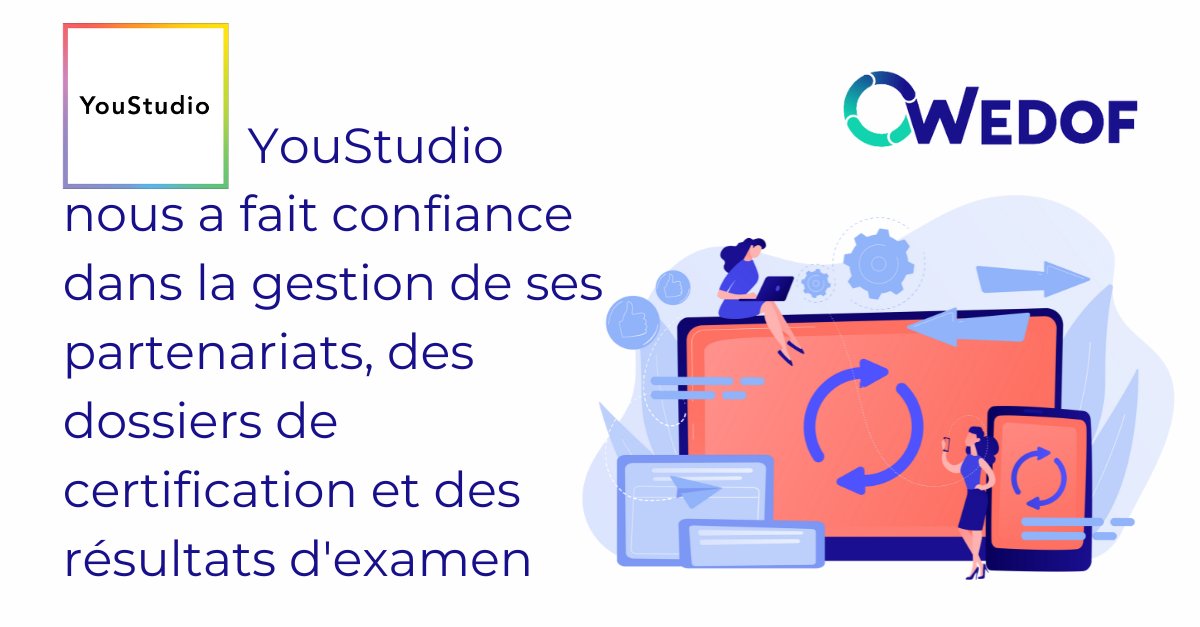 #Wedof est heureux de compter #YouStudio comme un de ses organismes de certification collaborateurs.

#dossiercpf #edof #gestionformations #organismecertificateur #logicielformation #apiformation