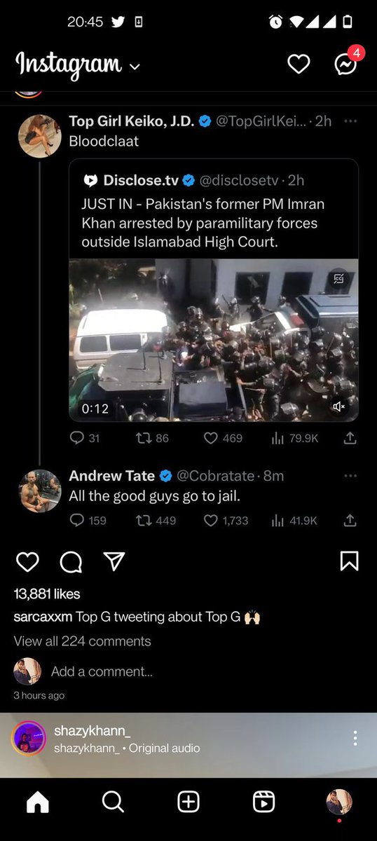 sheikhoo22's tweet photo. @cobrabelief @ImranKhanPTI  top G tweeting about top G https://t.co/L9Vs0YI5a4