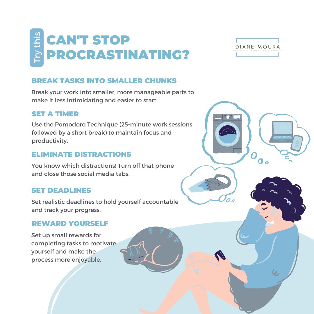 DianetheCMO's tweet image. In today&apos;s modern world, who isn&apos;t overwhelmed by distractions? Let&apos;s find ways to regain control and focus on what truly matters
#procrastination #creativetips #stopprocrastination #productivity #productivityhack