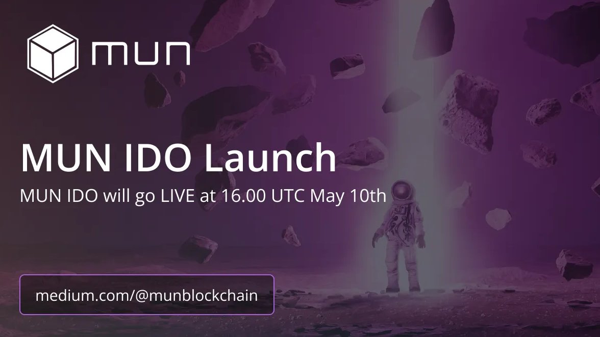 ✨ New Blog Post on our Medium Blog ✨

#MUN #IDO Launch on May 10th 2023: Get Ready for the Next Phase of the MUN Revolution:
medium.com/@munblockchain…

#Cosmos ⚛️ #Cryptocurrency #CosmosEcosystem #ToTheMUN #BTC #ETH #TokenSale #IBCGang
