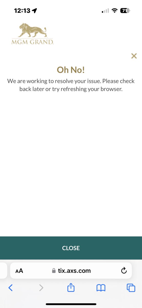 priscilla_pants's tweet photo. @axs I’m trying to get tickets but this keeps popping up 😭 I’ve tried everything! https://t.co/8TpgcipePY