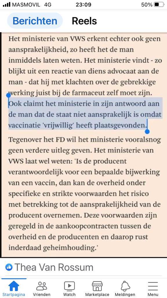Kijk eens aan, de beerput gaat open. Nul compensatie #vaccinatieschade. Wel pandemie wet, schending grondrechten, nul evaluatie Corona schandaal, #WPG illegale wetgeving en nu liegen over vrijwilligheid? <a href="/MinVWS/">Ministerie van VWS</a> <a href="/ministerVWS/">Jan Anthonie Bruijn</a> <a href="/NOS/">NOS</a> #oversterfte <a href="/mkeulemans/">Maarten Keulemans</a> <a href="/telegraaf/">De Telegraaf</a> <a href="/mariannezw/">Marianne Zwagerman 💟☮️</a>