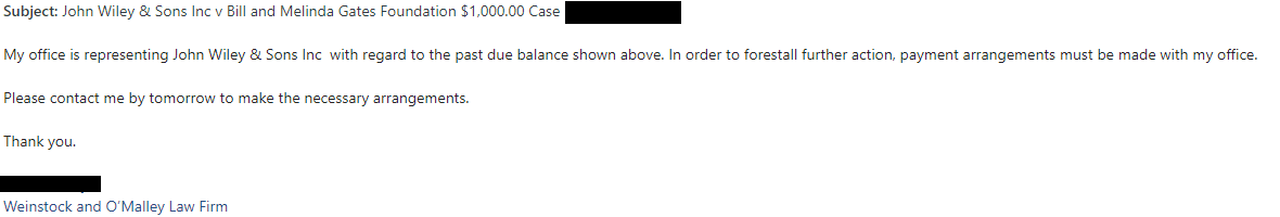 One way to make #OpenAccess publishing unsustainable is hiring a law firm to hunt down APC payments.