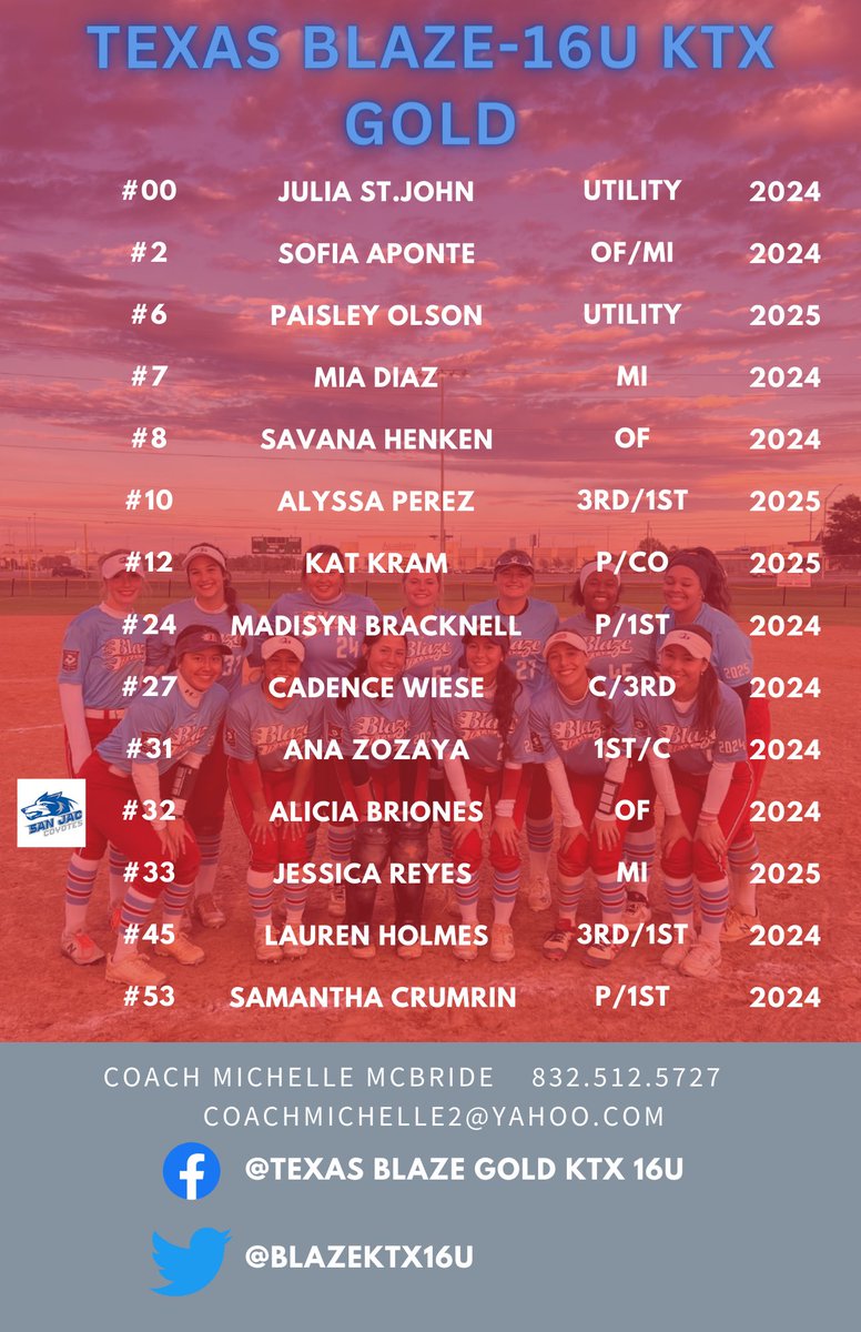 Michelle McBride (@coachmichelle2) on Twitter photo Going to be a fun SUMMER!!
Now is the time we play hard β€οΈπ
<a href="/BlazeKtx16u/">Texas Blaze: Gold KTX 16u</a> <a href="/BlazeFastpitch/">Texas Blaze</a> Going to be a fun SUMMER!!
Now is the time we play hard β€οΈπ
<a href="/BlazeKtx16u/">Texas Blaze: Gold KTX 16u</a> <a href="/BlazeFastpitch/">Texas Blaze</a>