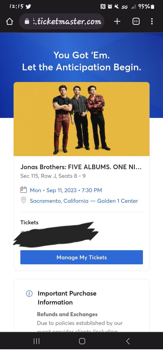 MissNickJonas15's tweet photo. SEE YOU ALL IN SAC! @jonasbrothers @nickjonas @joejonas @kevinjonas https://t.co/UidVVQdWbn
