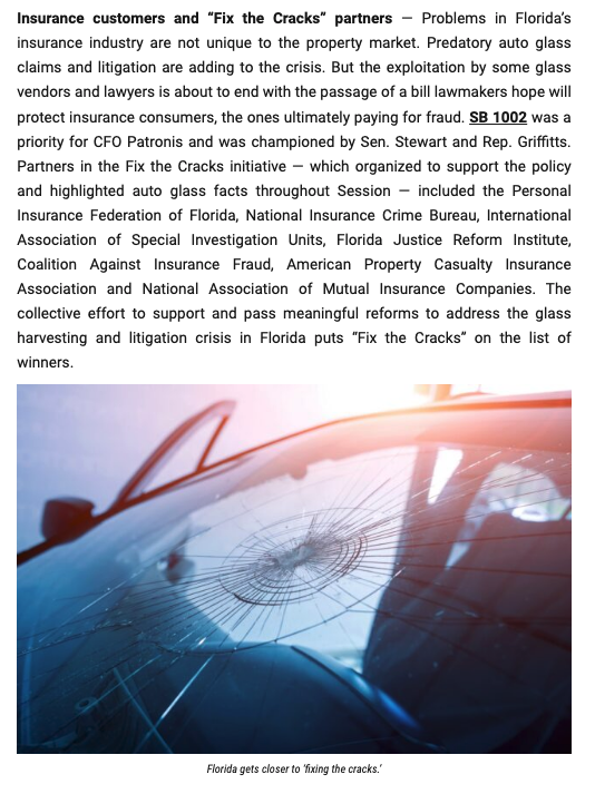 We were glad to see insurance consumers on the list of winners summarized by @Fla_Pol for this Session. Full story: bit.ly/3HV7mAx 

@PIFFNews @insurancecrime @FLJusticeReform @CPC_FL @NAMIC @Insurance_Fraud @IASIUTweets @TeamAPCIA #InsureFL #FightFraud