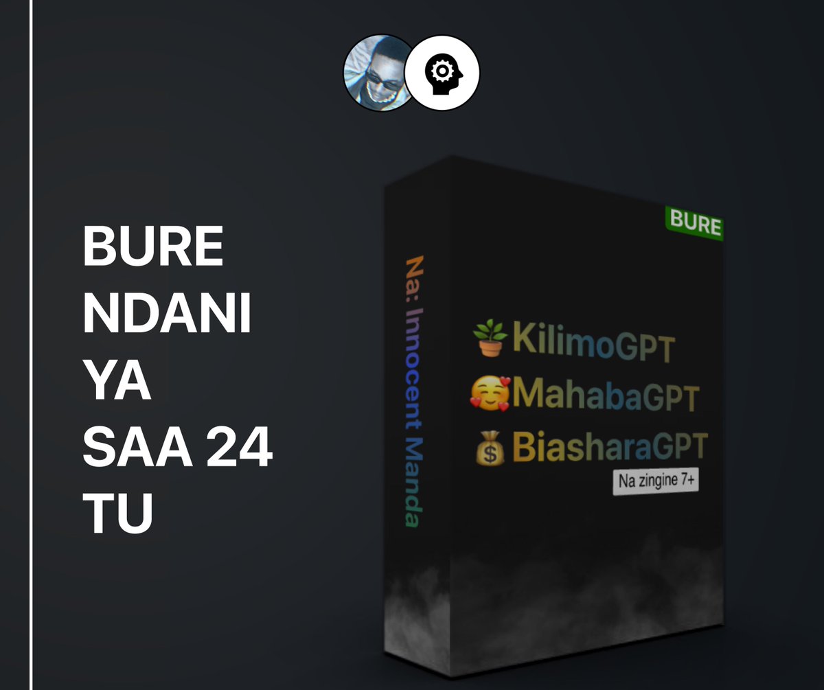 innosgram's tweet image. Leo nimekuletea BiasharaGPT, KilimoGPT MahabaGPT na zingine 7+ BURE kabisa...
Na zinatumia lugha ya KISWAHILI.
Baada ya masaa 24 nitaanza kuziuza hivyo wahi mapema hii sadakalawe🎉🎉🎉