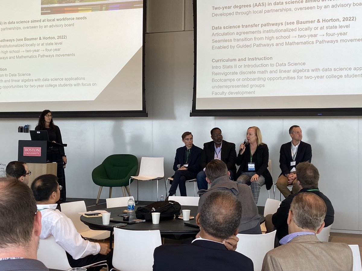 How can #datascience programs create pathways for k-12 students, community colleges, and minority serving institutions? Panelists @zarekdrozda @dsforeveryone, @jaywise9 @FAMU_1887, Helen Burn of Highline College, and @BaumerBen @smithcollege have some ideas 💡 @BU_CDS