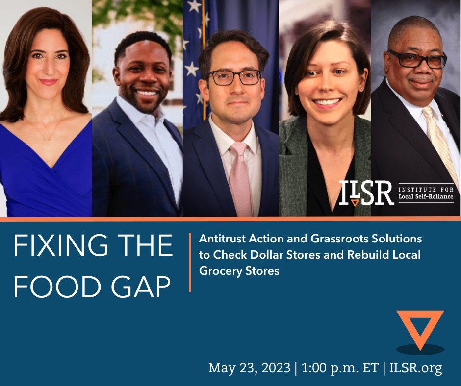 Join us for a live virtual event on May 23rd w/ FTC Commissioner @BedoyaFTC, community leaders, grocers, and advocates to examine how dominant retailers bully the market and how federal leaders can cultivate fairness in our food system. 

Register here ➡️ ilsr.org/high-food-pric…