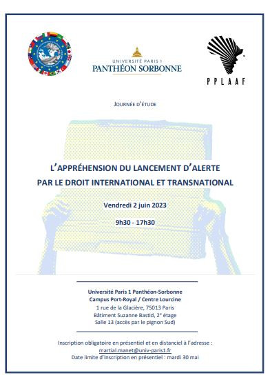 [Journée d'étude] 02/06 | L'appréhension du lancement d'alerte par le droit international et transnational.  <a href="/SorbonneParis1/">Université Paris 1 Panthéon-Sorbonne</a> <a href="/IREDIES/">IREDIES</a> univ-droit.fr/actualites-de-…