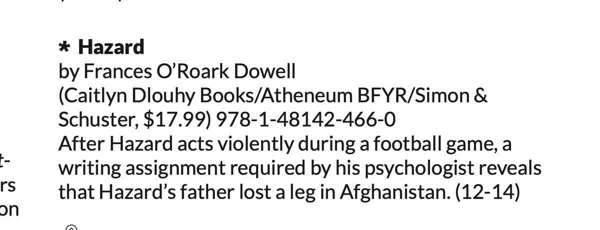 Bank Street Books Best Books of the year. HAZARD got himself a star. I could not be more pleased. 

<a href="/SimonKIDS/">Simon Kids</a> <a href="/SimonBooks/">Simon & Schuster</a> <a href="/SSEdLib/">S&S EducationLibrary</a> <a href="/bankstreetedu/">Bank Street College</a>  <a href="/MilitaryChild/">MCEC® | Military Child Education Coalition®</a> #mgfiction #middlegrade