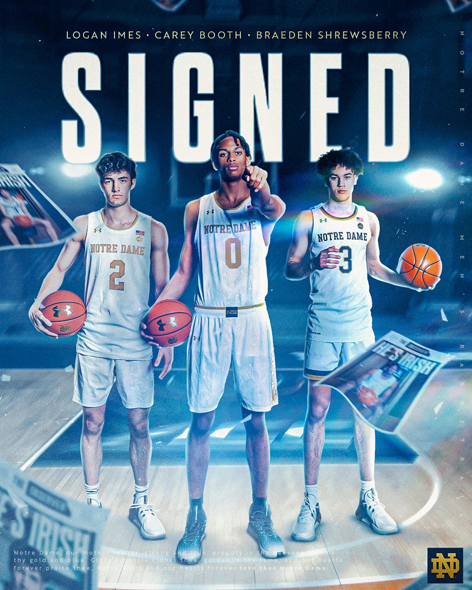 Notre Dame Men's Basketball (@ndmbb) on Twitter photo Our incoming freshmen class 📈📈📈
In addition to <a href="/markussburton/">markus burton</a>, <a href="/Coach_Shrews/">Micah Shrewsberry</a>' latest trio ranks our 2023 rookie class in the top-25 nationally → bit.ly/3LPonNZ
#GoIrish Our incoming freshmen class 📈📈📈
In addition to <a href="/markussburton/">markus burton</a>, <a href="/Coach_Shrews/">Micah Shrewsberry</a>' latest trio ranks our 2023 rookie class in the top-25 nationally → bit.ly/3LPonNZ
#GoIrish