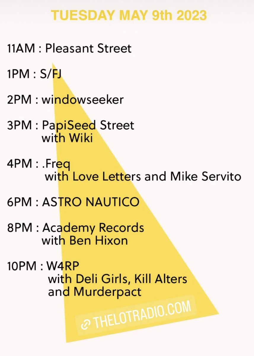 .FREQ iz back on <a href="/TheLotRadio/">The Lot Radio</a> today 4pm. our friends  <a href="/AcademyRecords/">Academy Records NYC</a> <a href="/ben_hixon/">benhixon</a> at 8pm Tune in 💛💎