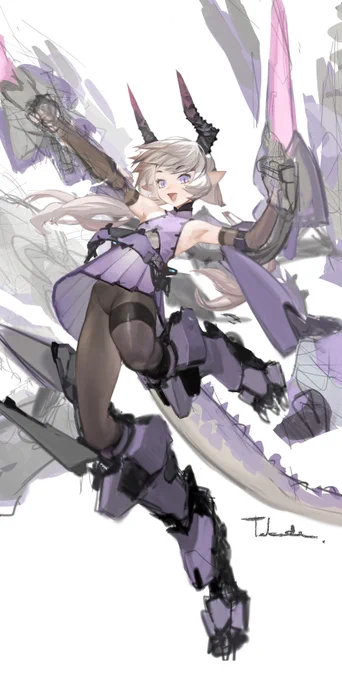 ドラゴンメカ娘で途中まで描いたやつです、冬コミかコミティアで本出したいです