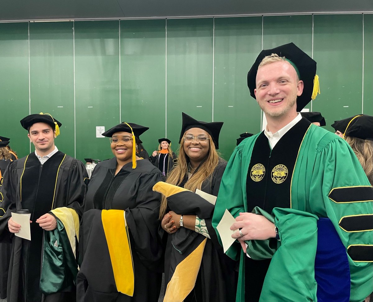 We are proud of all our graduates but have to give a special call-out to these amazing doctoral degree graduates - Nikos, Kesicia, Aliyah and Jonathan, along with Mircea. Proud to call you Drs. Frantzeskakis, Dickinson, Mcilwain, King and Lazar! Photo by @SReckhow
#YesPLS