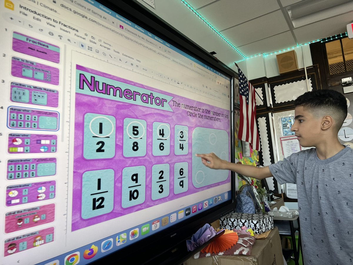 MsDucato's tweet image. Students in Room 308 are learning all about fractions this week! #WEELearn #AIM