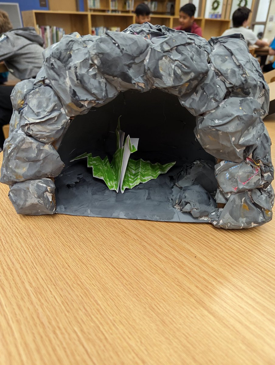 LaurieStansbury's tweet photo. Check out what my students did today. We made shelters for a dragon from the Zoey and Sassafras series. TY @educateknox #OneBookReadCity @AsiaCitroAuthor https://t.co/E5H9Qmmrc4