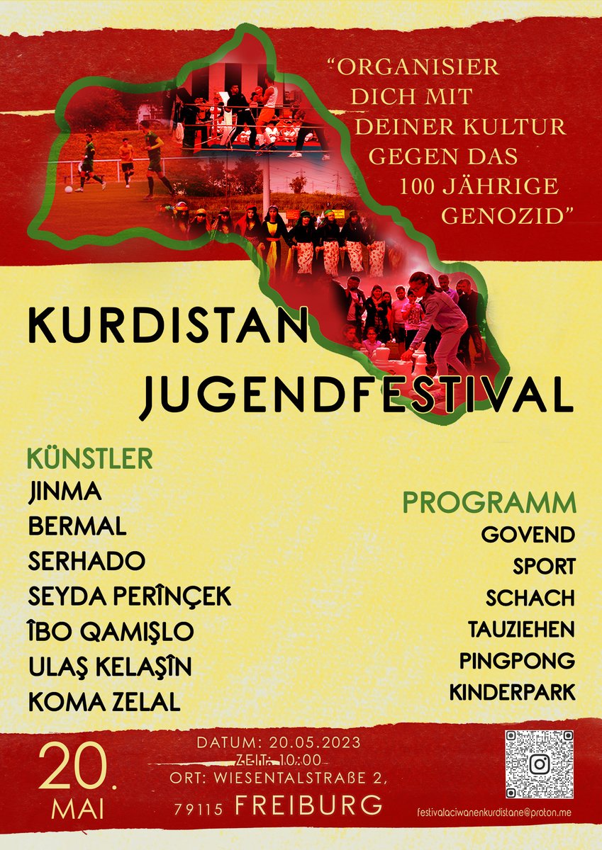rojaciwan1978's tweet photo. Als Jugendliche aus Kurdistan ist es an der Zeit, sich gegen die 100 Jahre der Assimilation und des kolonialen Systems zu organisieren. 
In diesem Sinne; lasst uns als kurdische Jugend, die in Europa lebt, am 20. Mai in Freiburg auf unserem Festival zusammenkommen!
#Sport
#Kultur https://t.co/ShyZuZhCRV