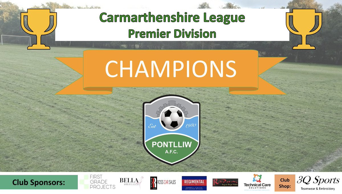 PontlliwFC's tweet photo. Carmarthenshire Premier Division Champions 💚🏆 https://t.co/zHhnQM6FWw