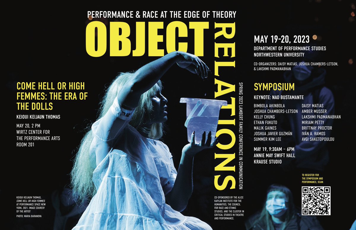 nu_perfst's tweet photo. Join the Department of Performance Studies for the Spring 2023 Lambert Family Conference in Communication, titled Object Relations: Performance and Race at the Edge of Theory.

(1/2) https://t.co/UlqkoCbzJ2