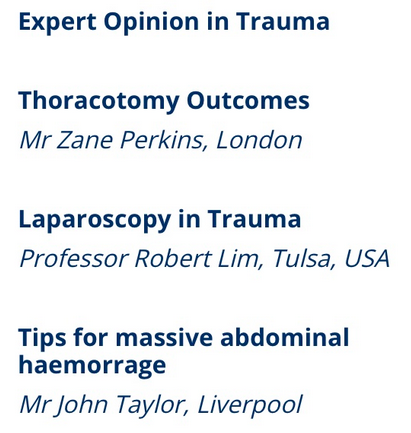 Fantastic line up planned for the Trauma session at #ASGBI2023 chaired by Miss Kate Hancorn &amp; Mr Max Marsden