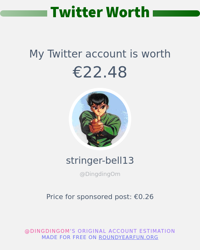 Mon twitter vaut: €22.48

➡️ funroundy.click/twitterworth?l…