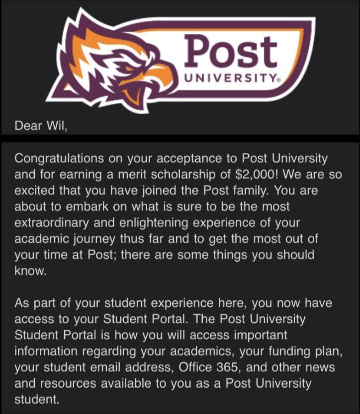 WilBradford_'s tweet photo. Blessed to receive my 21st offer of study to @PostUniversity ! @post_fb @HughVillacis #Waterbury #PostUniversity #SoOurEagle #PostEagles https://t.co/urFLQ4zTnm
