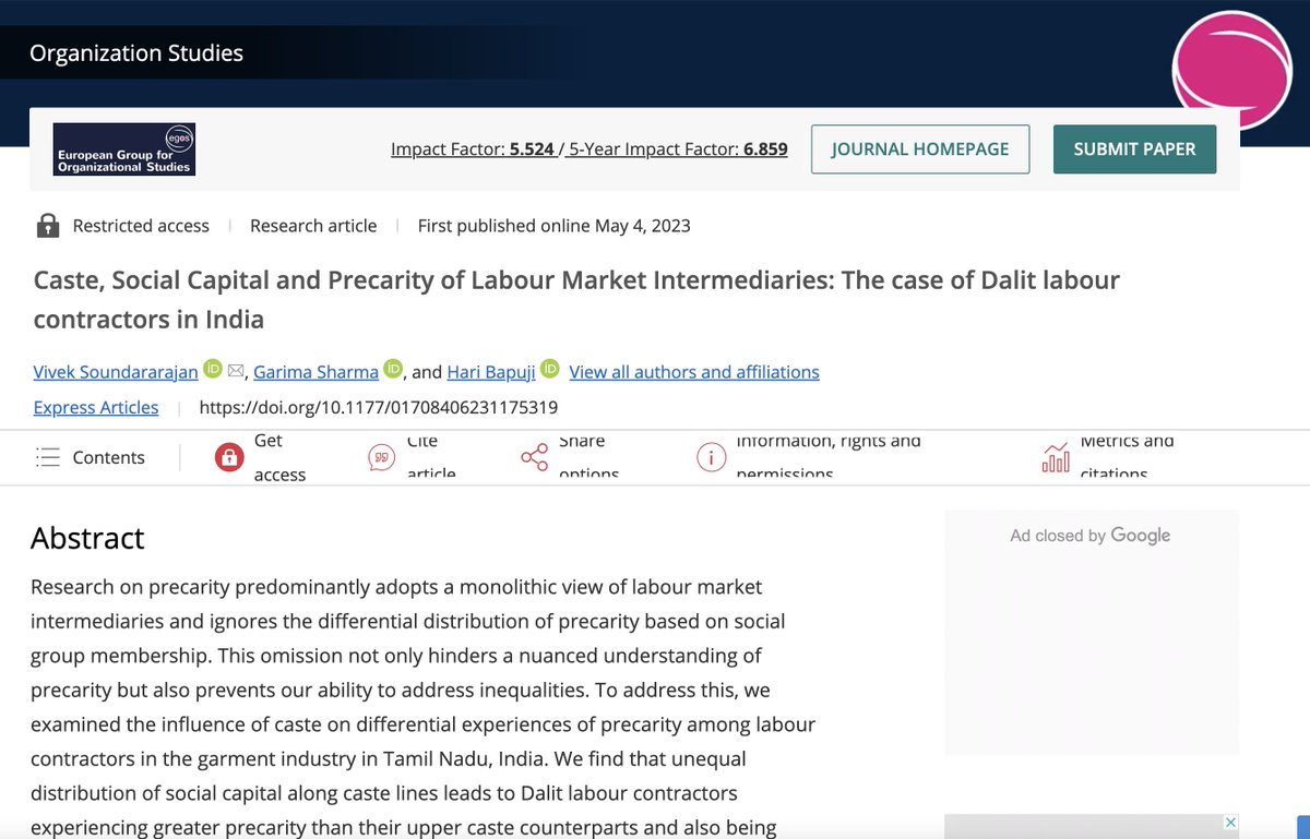 Garima Sharma (@garimasharma11) on Twitter photo Great to see this paper in print not only for the stellar collaboration @Vivek_Soundar <a href="/HariBapuji/">Hari Bapuji (హరి) 🇮🇳🇨🇦🇦🇺</a> but also that we tackle an imp & still understudied phenomenon of #caste & #inequality
bit.ly/3NVusuN
I hope you engage with the work & take the ideas forward!
<a href="/KogodBiz/">Kogod School of Business</a> Great to see this paper in print not only for the stellar collaboration @Vivek_Soundar <a href="/HariBapuji/">Hari Bapuji (హరి) 🇮🇳🇨🇦🇦🇺</a> but also that we tackle an imp & still understudied phenomenon of #caste & #inequality
bit.ly/3NVusuN
I hope you engage with the work & take the ideas forward!
<a href="/KogodBiz/">Kogod School of Business</a>