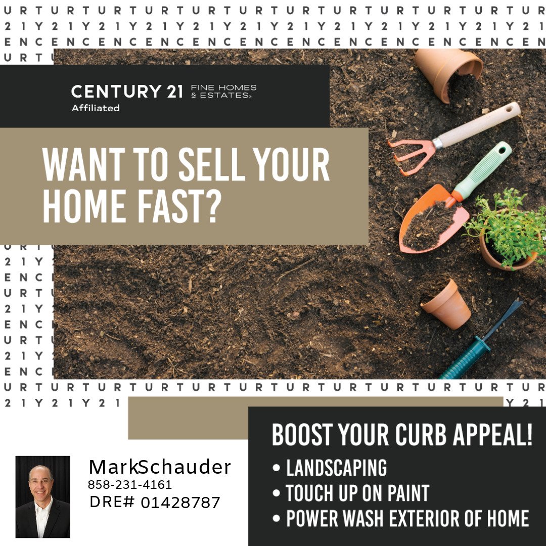 Want to sell your home FAST this Spring?  Consider boosting your curb appeal so you have a better chance of impressing perspective buyers. #markschauder #powayrealestate #Century21Affiliated #boastcurbappeal #howtoimpressbuyer
