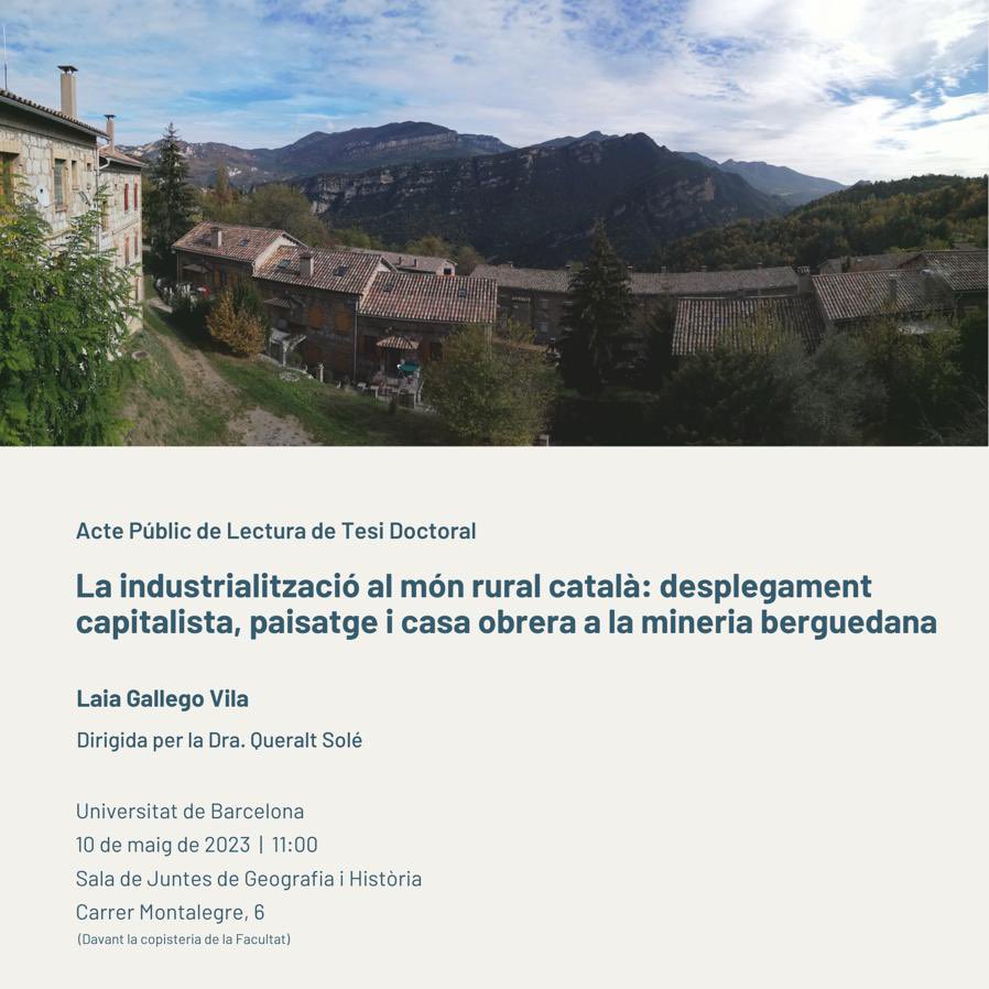 Demà la Laia Gallego-Vila, <a href="/Lailaia2/">Laia G Vila</a>, que ha tingut una beca de formació pre-doctoral a la Secció, defensa la tesi. 
📍Lloc: Sala de Juntes, Fac. Geografia i Història (davant copisteria)
⏰ 11:00 
👩‍⚖️Tribunal: Rosa Congost (UdG); Alfredo González-Ruibal (CSIC); Laia Colomer (NIKU)