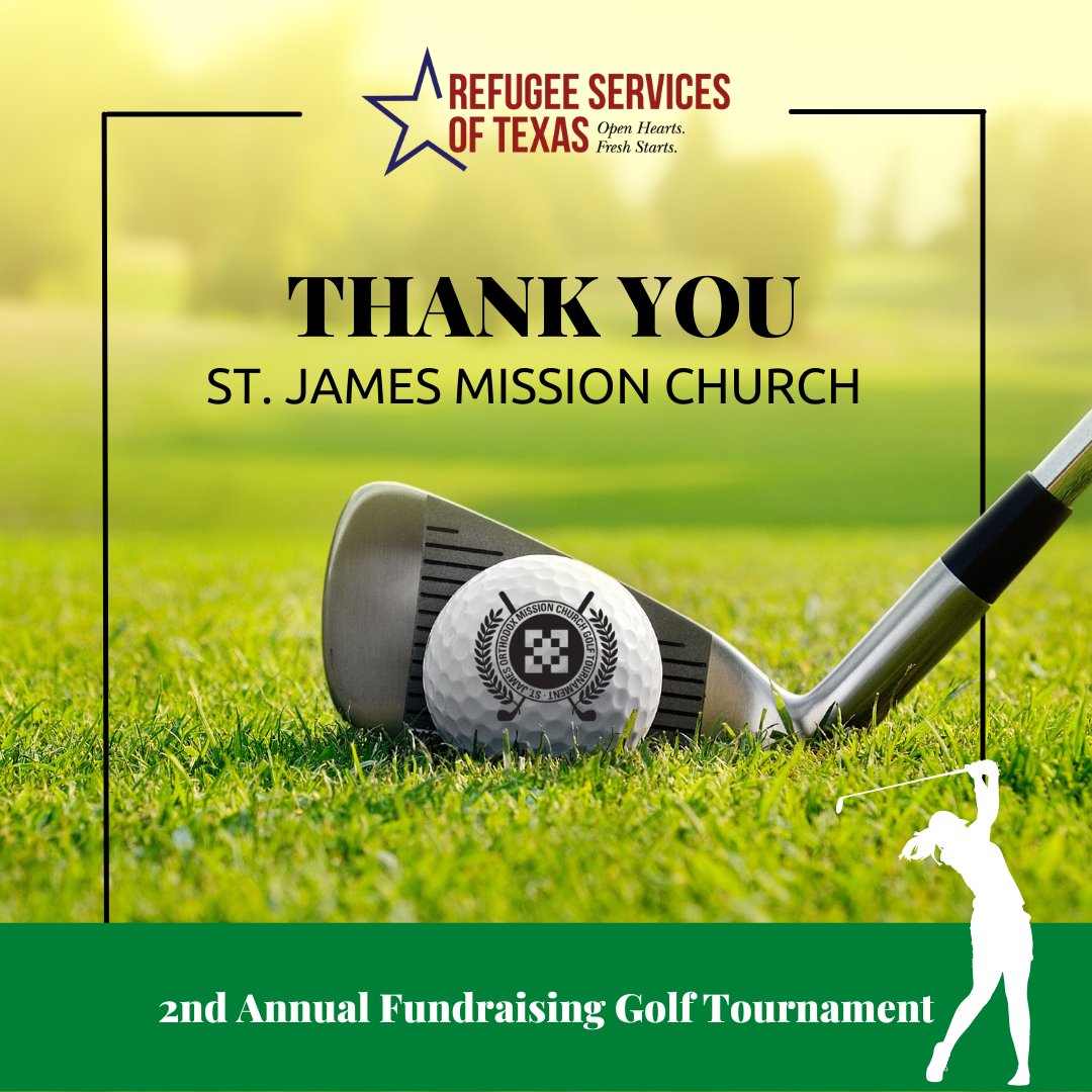 Thank you, <a href="/stjamesomc/">StJamesMissionChurch</a>, for making RST a recent beneficiary of your annual golf fundraiser and aiding us in welcoming refugees, survivors of trafficking, and other displaced peoples, and supporting them in integrating and thriving in their new communities!