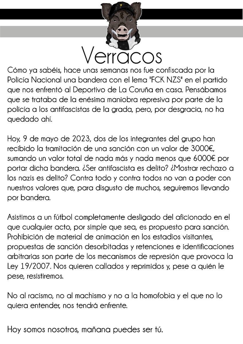 salmanticafans's tweet photo. ⚠️COMUNICADO⚠️

Ante su represión, nosotros resistimos. https://t.co/UfHftBBKFz