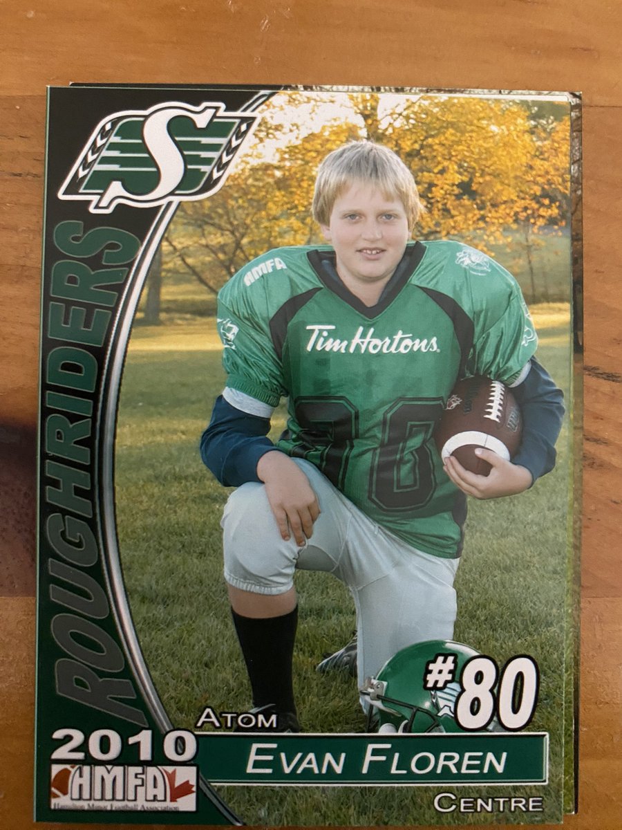 opustpenguin's tweet photo. @sskroughriders Evan was actually ‘drafted’ by the Roughriders* 13 years ago at the beginning of his football journey. 
* local house league team. https://t.co/wUQxrrKQxD