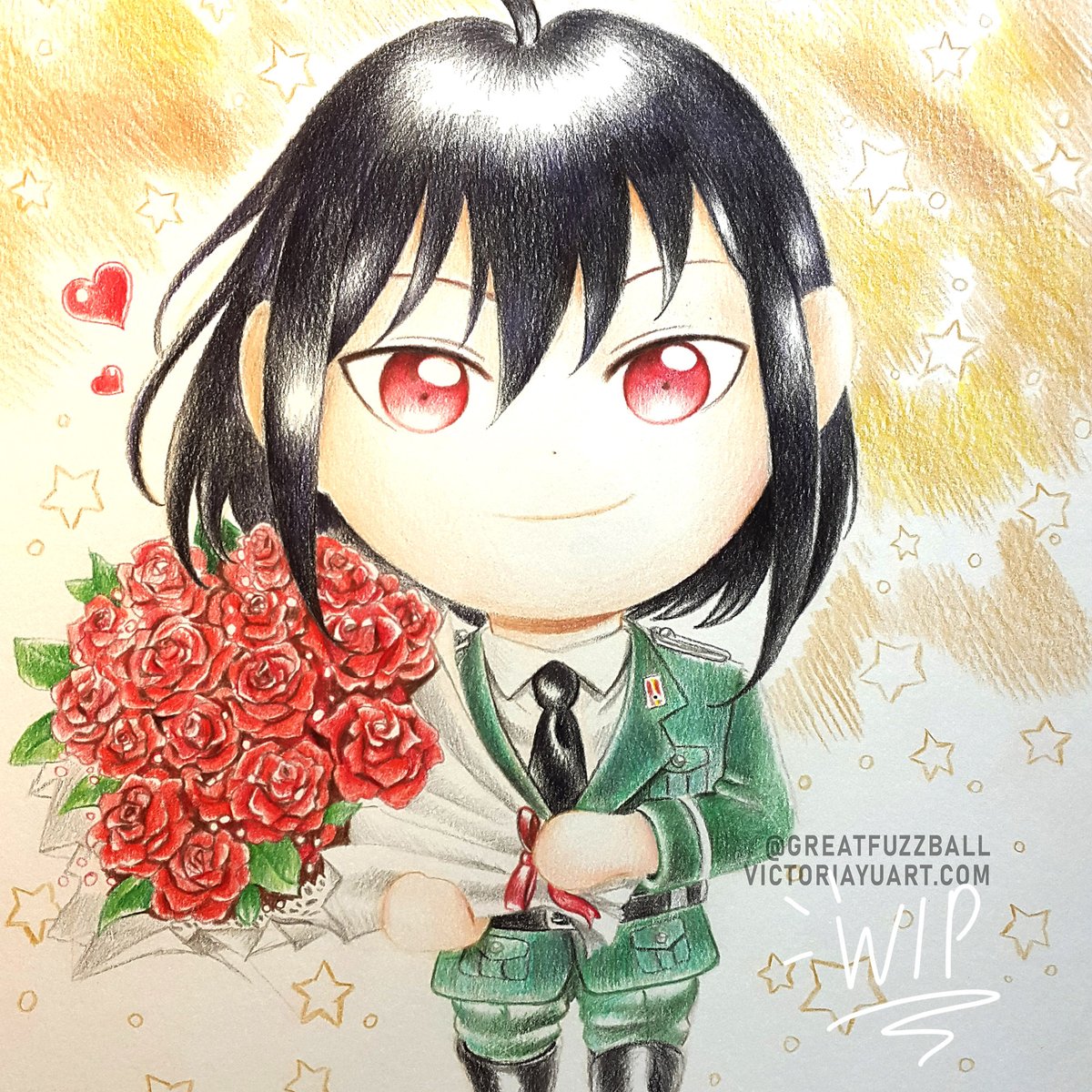 Greatfuzzball's tweet photo. New updates on Chibi drawing of Yuri Briar! Working on the background now and just a last bit of touch-ups and then he's completed!

#anime #coloredpencil
#originalartwork #supportartist #animeart #animegirl #spyxfamily
#yuribriar #yurichibi #yuri #anyachibi #kawaii #yorbriar https://t.co/KjWIPacuC7