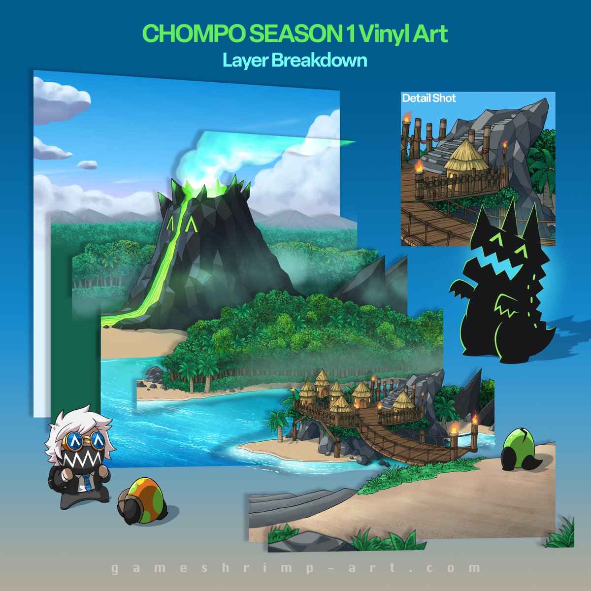 Amanda Cha (@gameshrimp) on Twitter photo CHOMPO I album is out today!! 🌴🌋
This is probably the most detailed artwork I’ve done to date! Lots of unseen details in this one.
HUGE THANK YOU to the #CHOMPO team, <a href="/TOKYOMACHINE/">TOKYO MACHINE</a> , artists, and fans! YOU ALL bring this little dino to life! 💚 CHOMPO I album is out today!! 🌴🌋
This is probably the most detailed artwork I’ve done to date! Lots of unseen details in this one.
HUGE THANK YOU to the #CHOMPO team, <a href="/TOKYOMACHINE/">TOKYO MACHINE</a> , artists, and fans! YOU ALL bring this little dino to life! 💚