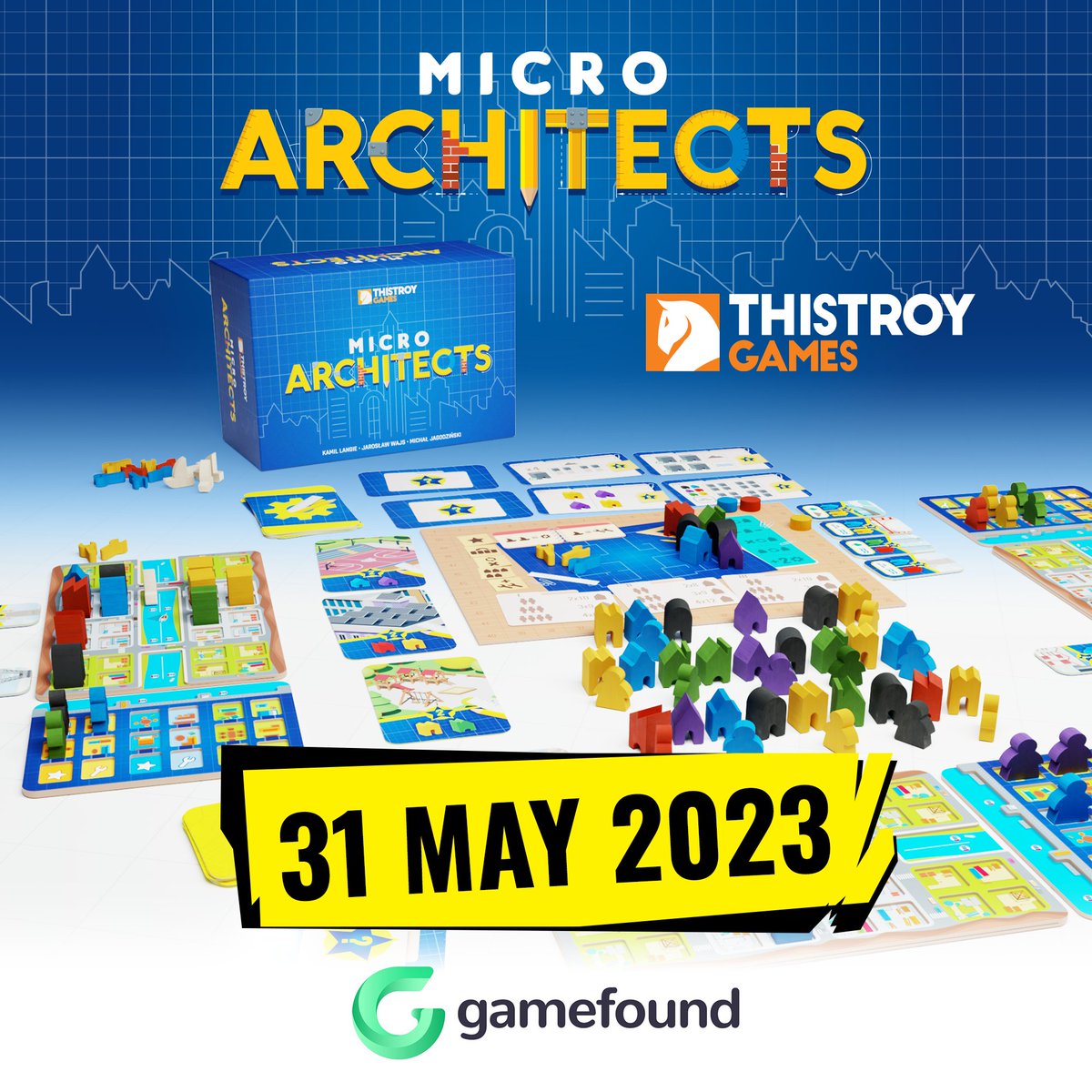 ThistroyGames's tweet photo. It's official! Micro Architects is launching on @gamefound on May 31st! If you haven't already be sure to follow the campaign now and stay up-to-date with everything we have in store for you! #boardgames #bgg #boardgame https://t.co/bXUTnoytJH