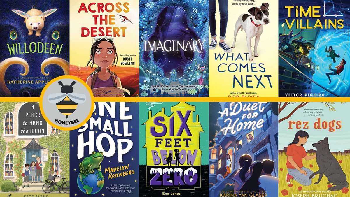 GoldenSowerNLA's tweet photo. Buzz, buzz! 🐝 Here are the ten Golden Sower nominees for the 2023-24 Honeybee category! These chapter books are intended for grades 3-5. https://t.co/HackbRmikY