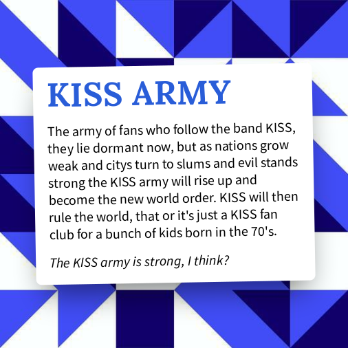 Urban Dictionary on Twitter: "KISS ARMY - https://buff.ly/3LPTEAb"