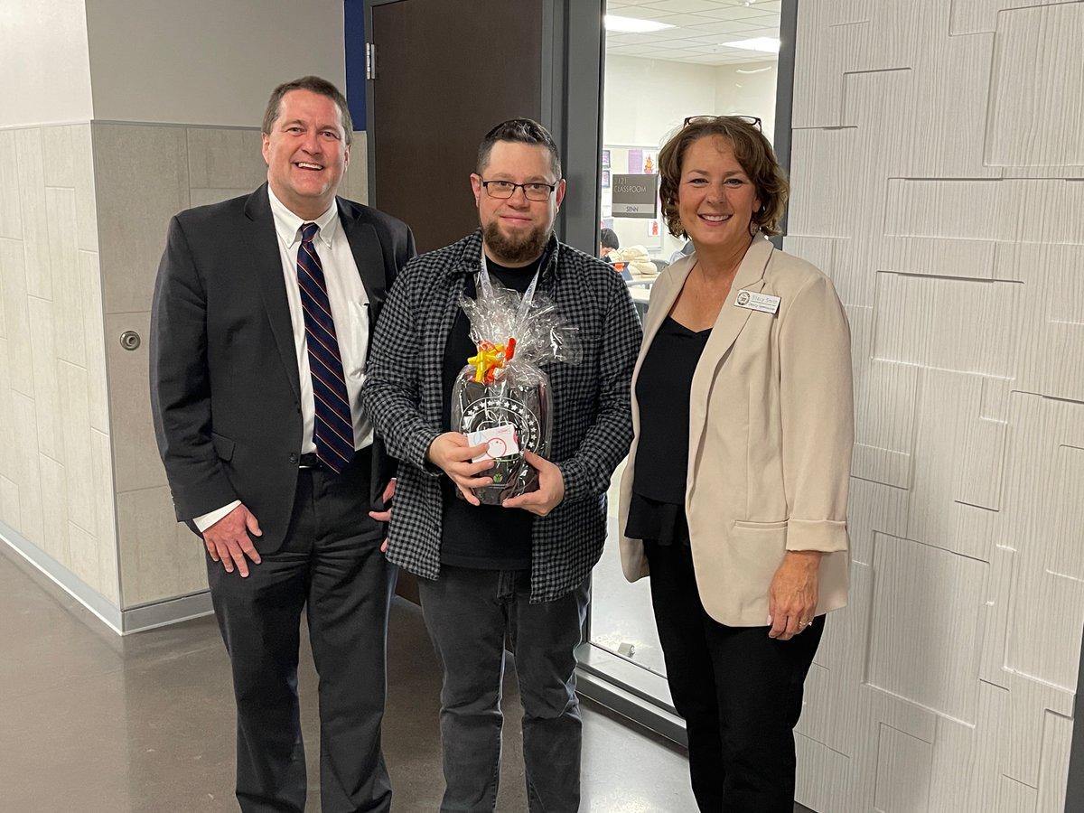Two BJHS teachers were surprised today by Stacy Smith, <a href="/ArkansasEd/">Arkansas Department of Education</a> Deputy Commissioner, and Tim Cain, Director of Facilities and Transportation. Amanda Goff (Math) and Kenneth Robson (English) were recognized as High Impact teachers. #TeacherAppreciationWeek