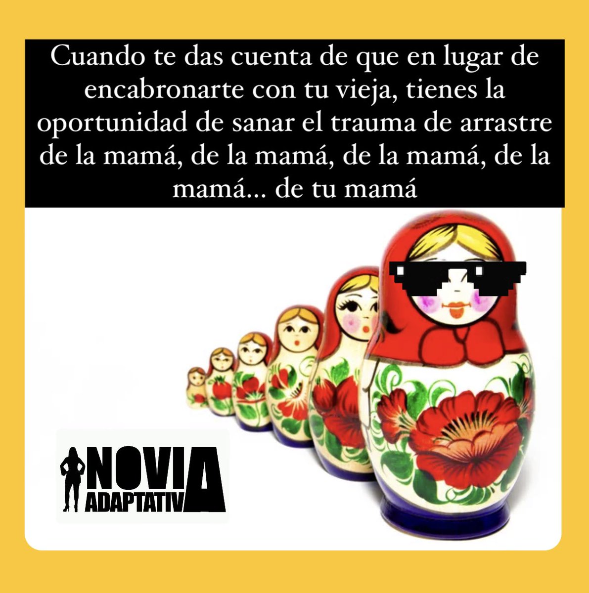 NoviaAdaptativa's tweet photo. #MEMEntiende
Lo que te dice se lo dijeron a ella, y así hacia atrás. Nos formaron estructuras sociales de mérito, sacrificio, servicio, pureza y lo que se ESPERA de nosotras. Ser la que sana el linaje no es fácil, pero el resultado es hermoso 💋
#codependencia #noviaadaptativa https://t.co/3Wvi0OodB0