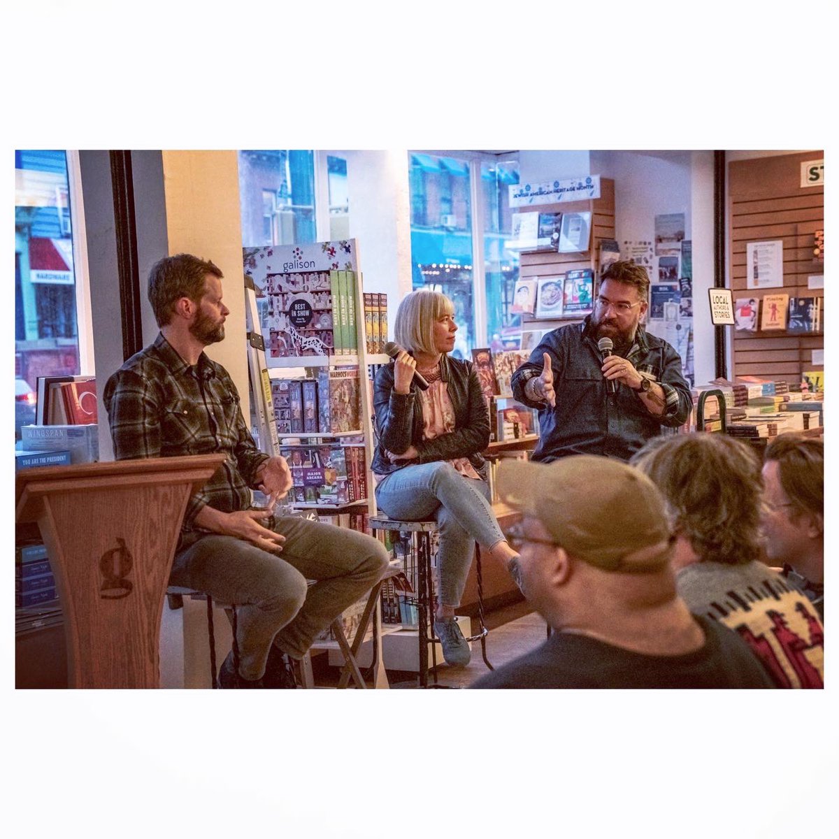 Had an absolute blast with @John_Wray and Susan Choi launching John’s phenomenal new novel, Gone to the Wolves, at a packed @greenlightbklyn last week. Big thanks to all the maniacs who came out, and to Dan Efram for these wonderful photos. 🐺🖤