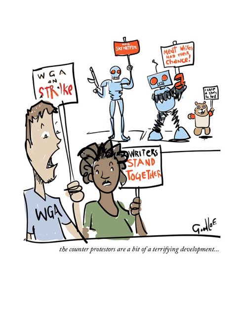 Goodloe Byron (@goodloebyron) on Twitter photo My friend Dicky murphy is out there on the streets of LA picketing his heart out so I drew him a cartoon! 
#wgastrike #wgastrong My friend Dicky murphy is out there on the streets of LA picketing his heart out so I drew him a cartoon! 
#wgastrike #wgastrong