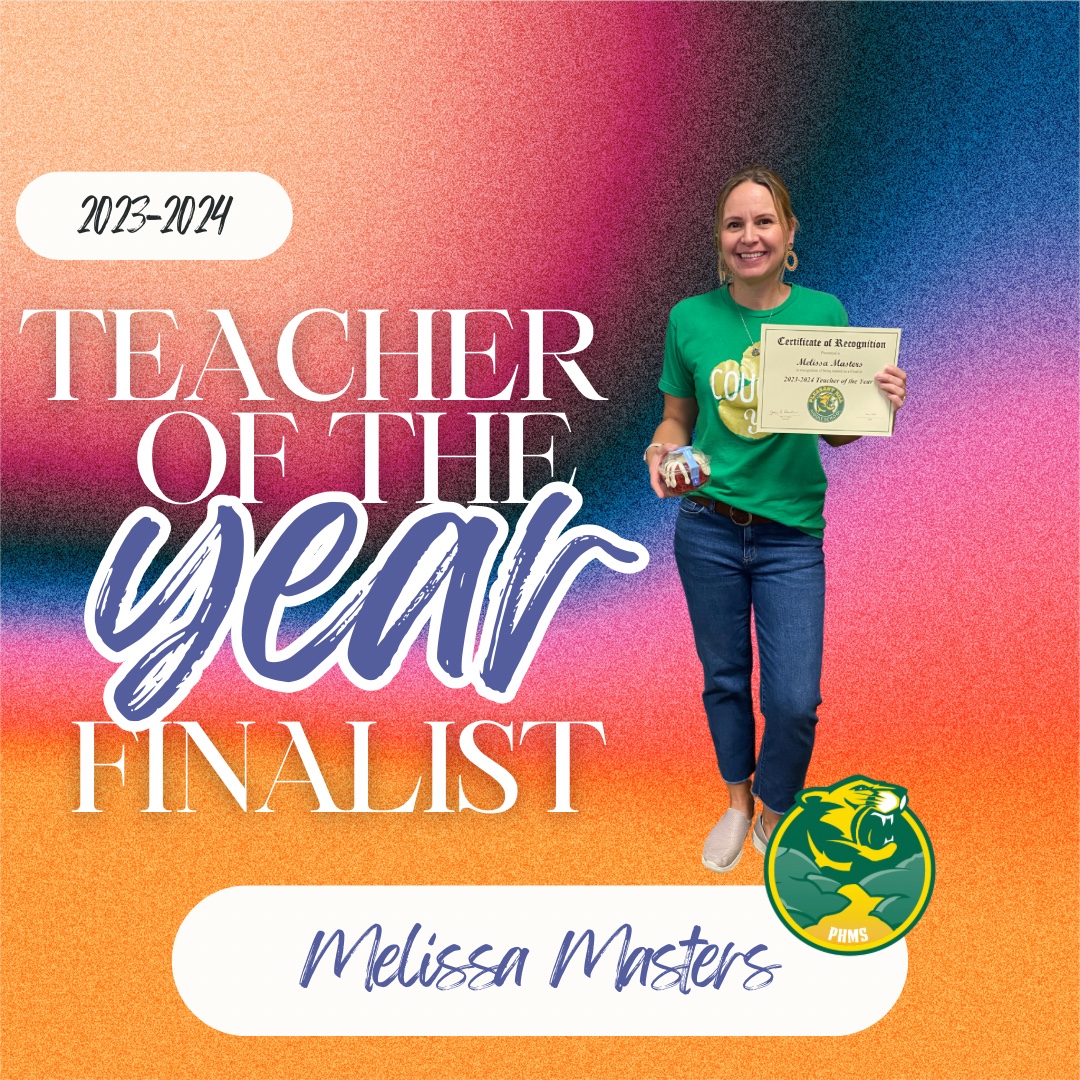 PHMSCougars's tweet photo. πCONGRATULATIONSπ to our 2023-2024 PHMS Teacher of the Year finalists: Jacqueline Anderson, Mallory Huffstetler, Jennifer Martin, Melissa Masters & Kristina Parks πππ #PHMSForgingOurPath #PHMSTOY https://t.co/B6Sdx4iyZa