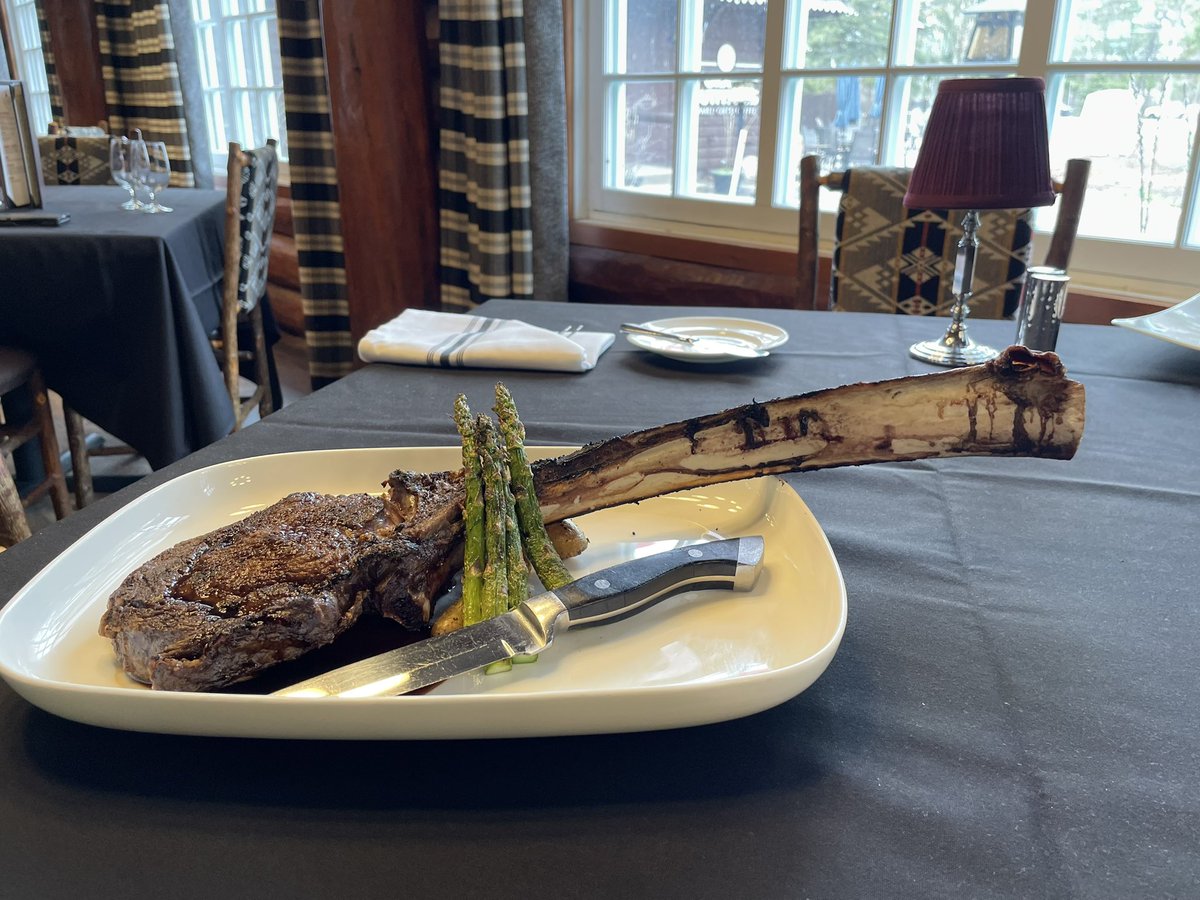 Look at what I had <a href="/Grand_ViewLodge/">Grand View Lodge</a> forDispatch Dining Guide. A Tomahawk ribeye with Yukon potatoes and asparagus. They used a new fancy cooking machine to prepare it. Worth the money. Restaurants reimagined across grand views property. <a href="/brd_dispatch/">Brainerd Dispatch</a> #DispatchDiningGuide2023